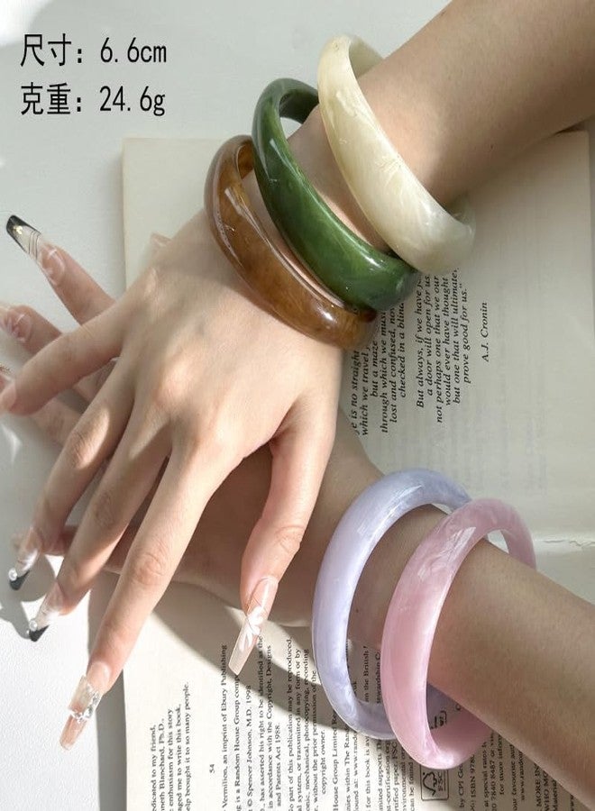 DATOA Geometric Chunky Acrylic Cuff Bangle Bracelet Marbling Colorful Irregular Resin Acetate Wide Wristband Bracelet Statement Jewelry for Women - Green - Image 3